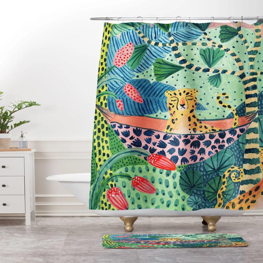 Shower Curtain Tropical Cheetah Print Water-Resistant 71 x 71
