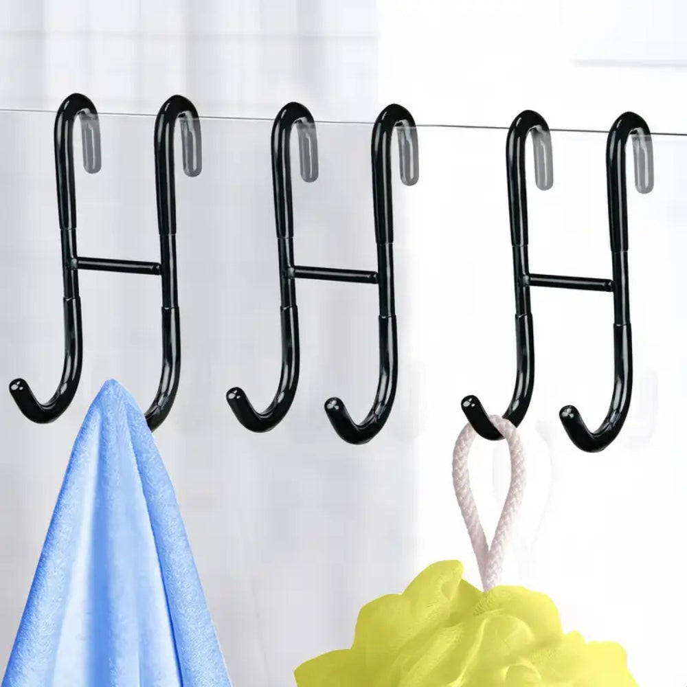 Shower Door Hook Drill-Free 304 Stainless Steel Anti-Slip Rubber