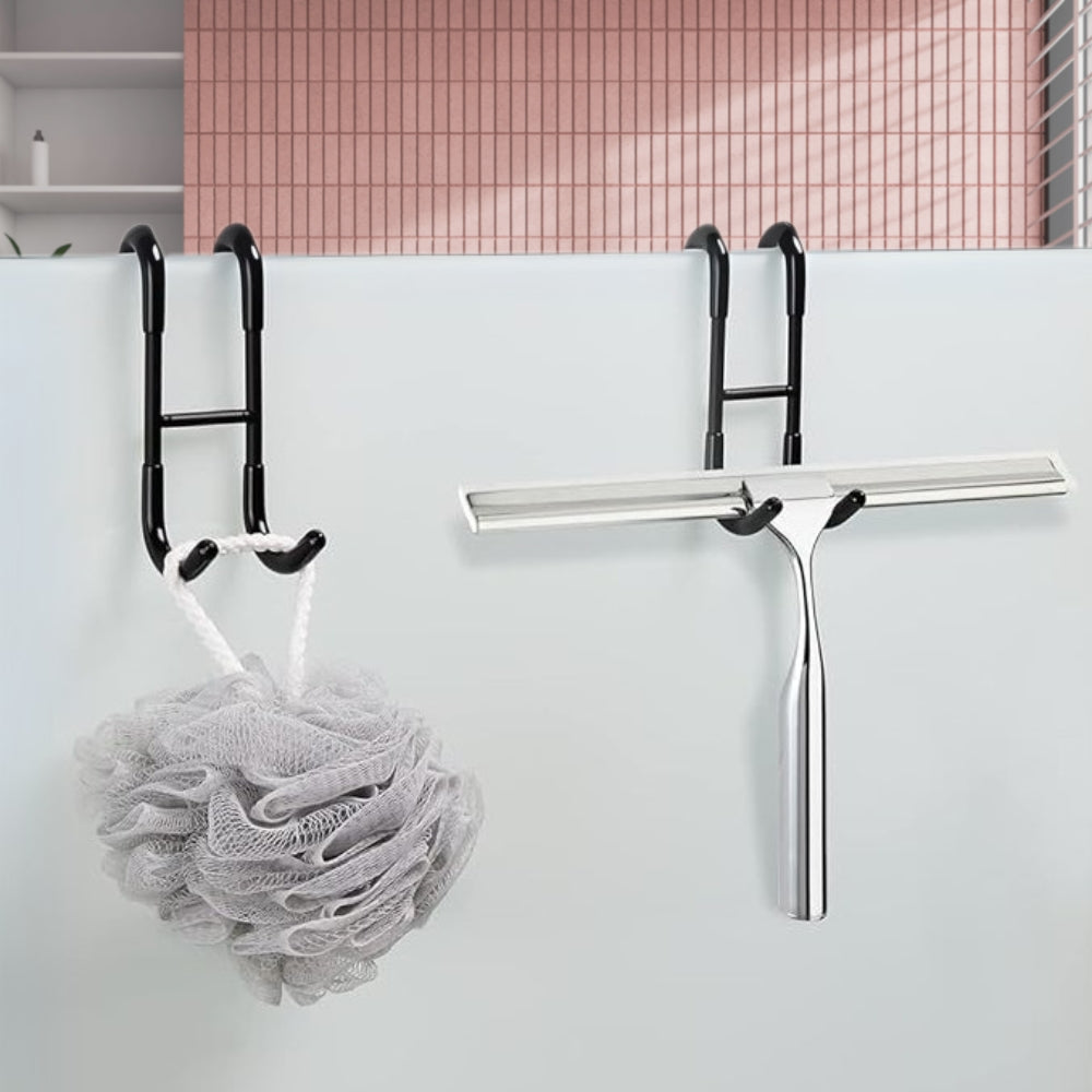 Shower Door Hook Drill-Free 304 Stainless Steel Anti-Slip Rubber