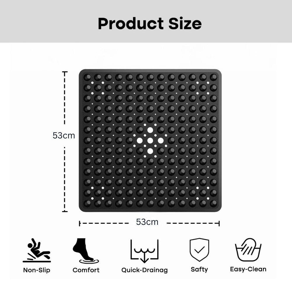 Shower Mat Non-Slip Strong Suction & Quick Drainage
