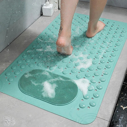 Shower Mat Non-Slip Suction Cups & Built-In Scrubber