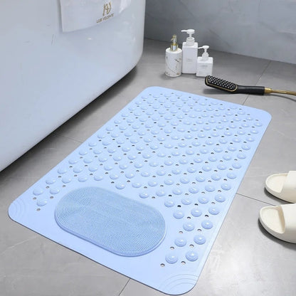 Shower Mat Non-Slip Suction Cups & Built-In Scrubber