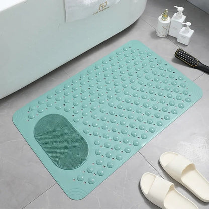Shower Mat Non-Slip Suction Cups & Built-In Scrubber