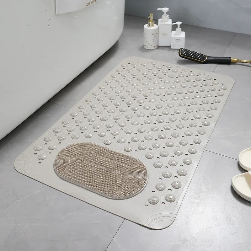 Shower Mat Non-Slip Suction Cups & Built-In Scrubber