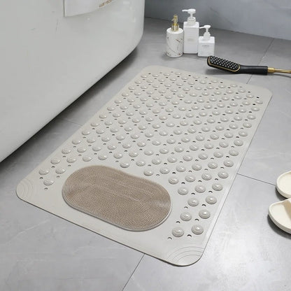 Shower Mat Non-Slip Suction Cups & Built-In Scrubber