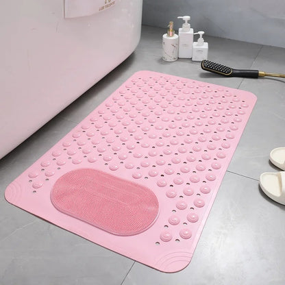 Shower Mat Non-Slip Suction Cups & Built-In Scrubber