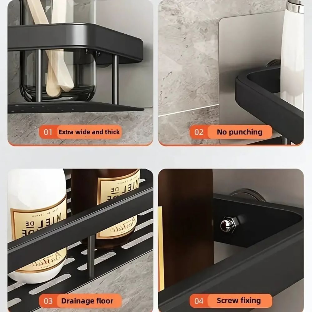Shower Shelf Rust-Resistant Aluminum Drill-Free Mount