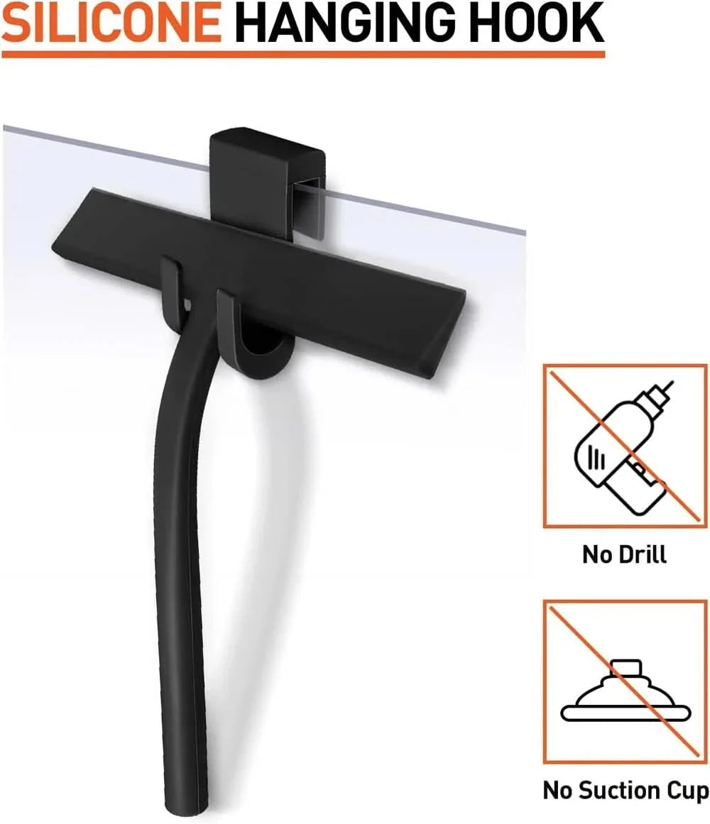 Shower Squeegee Silicone Blade Ergonomic Handle Streak-Free Cleaning