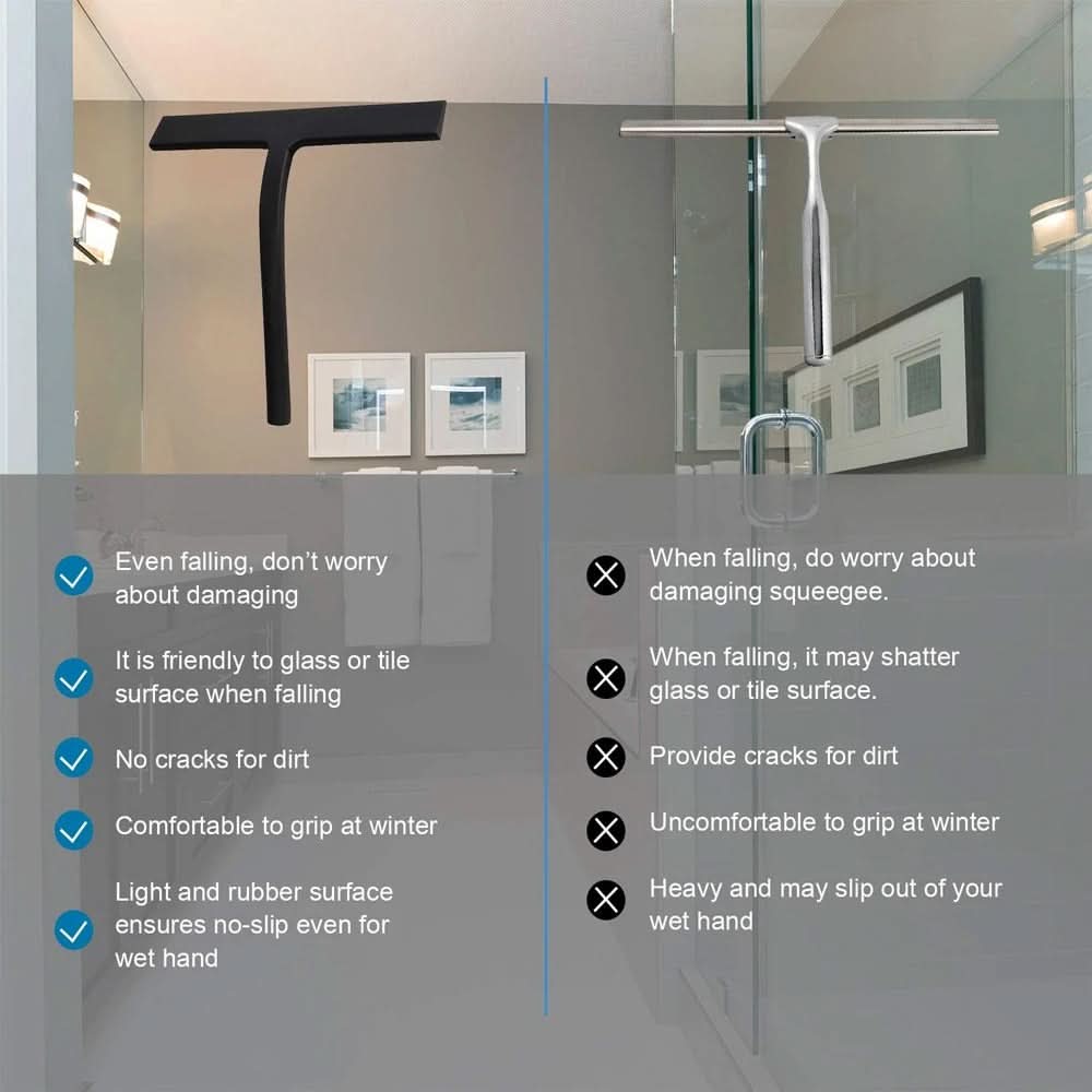 Shower Squeegee Silicone Blade Ergonomic Handle Streak-Free Cleaning