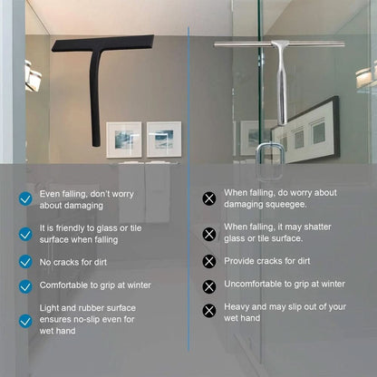 Shower Squeegee Silicone Blade Ergonomic Handle Streak-Free Cleaning