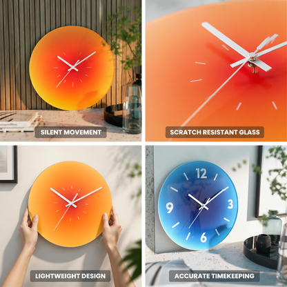 Silent Quartz Scratch-Resistant Glass Wall Clock (11.8 in)
