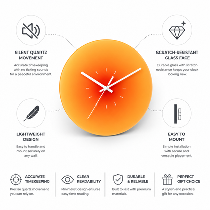 Silent Quartz Scratch-Resistant Glass Wall Clock (11.8 in)