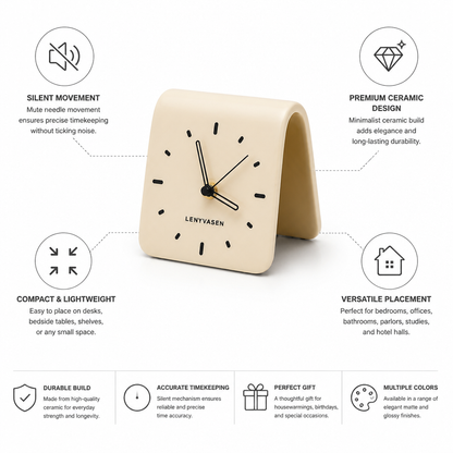 Silent Square Ceramic Desk Clock