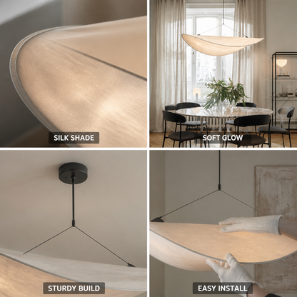 Silk Shade & Metal Frame Pendant Chandelier (40/60/80cm)