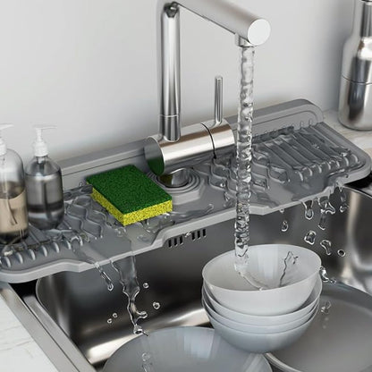 Sink Mat Sloped Drain & Foldable Edges