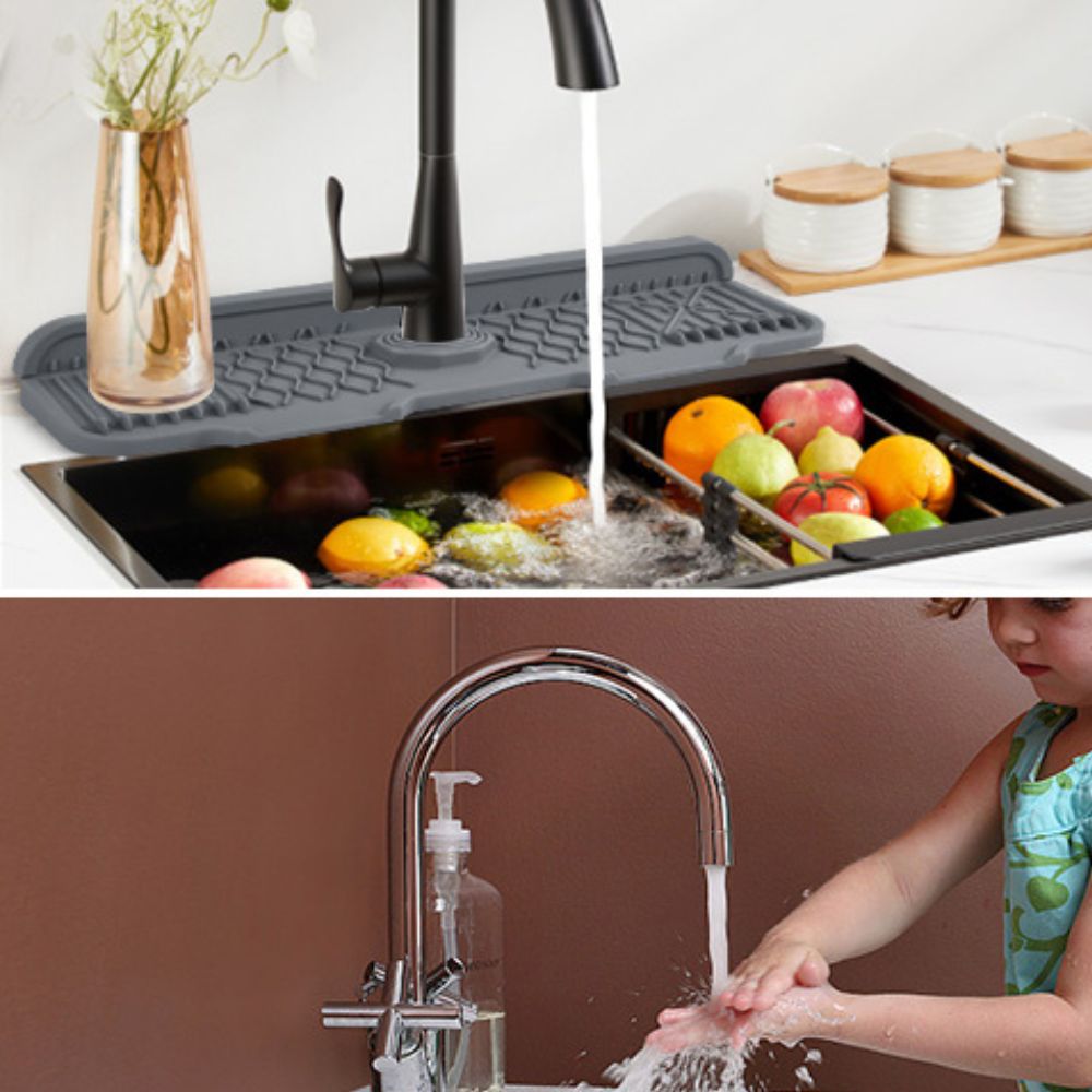 Sink Mat Sloped Drain & Foldable Edges