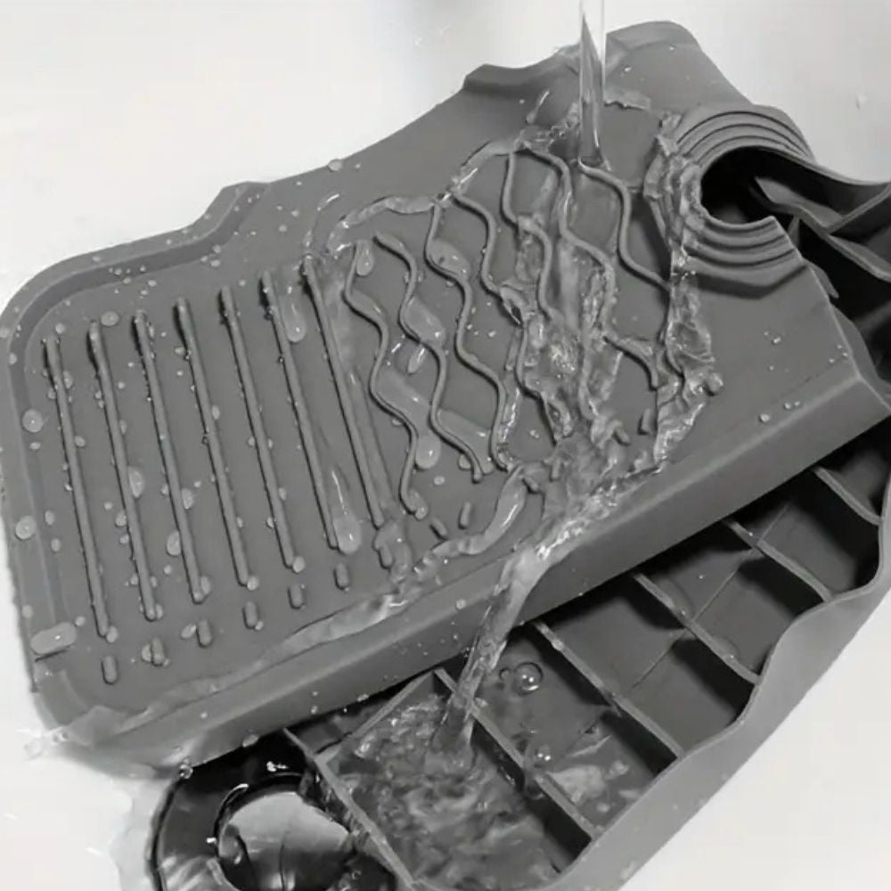 Sink Mat Sloped Drain & Foldable Edges