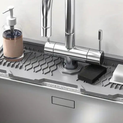 Sink Mat Sloped Drain & Foldable Edges