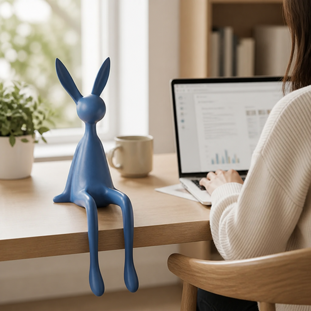 Sitting Rabbit Figurine Minimalist Matte Two Sizes