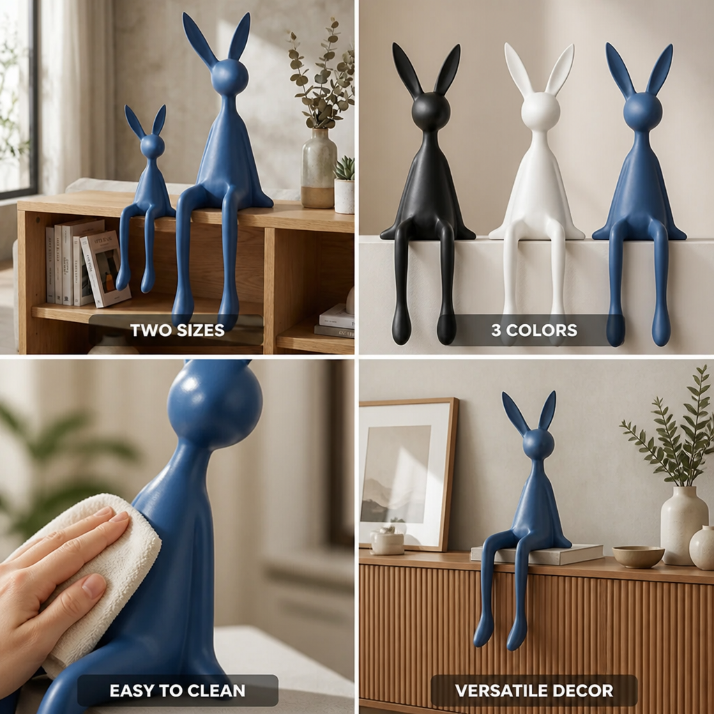 Sitting Rabbit Figurine Minimalist Matte Two Sizes