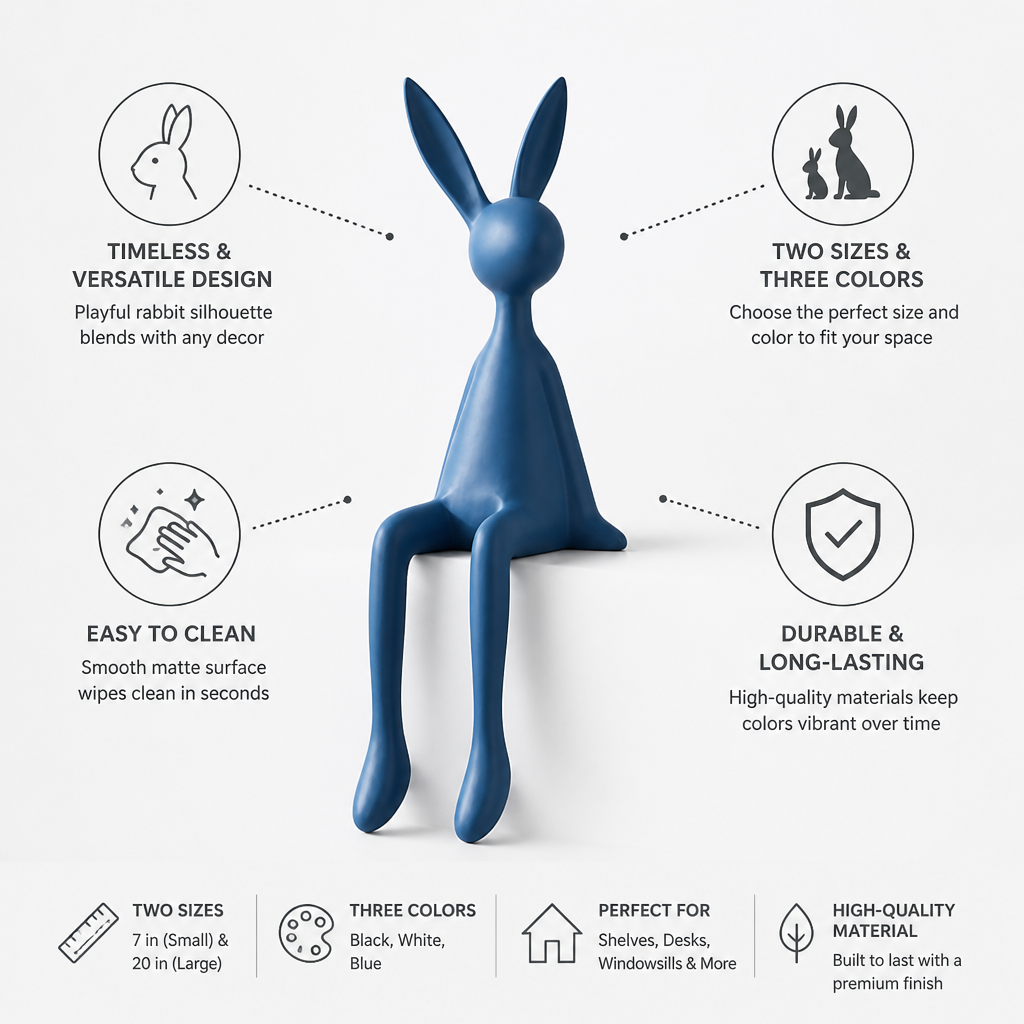 Sitting Rabbit Figurine Minimalist Matte Two Sizes