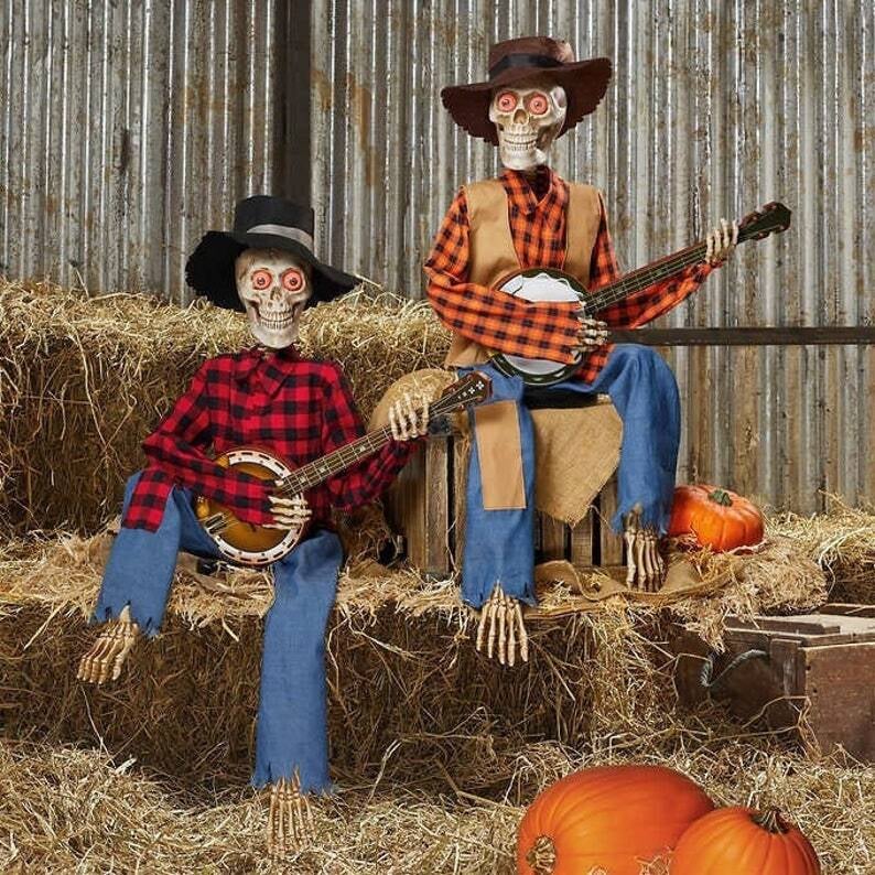 Skeleton Duo Decoration Motion-Activated Musical Glowing Eyes
