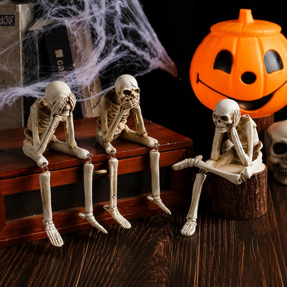 Skeleton Figurine Set Resin Three-Piece Halloween Decor