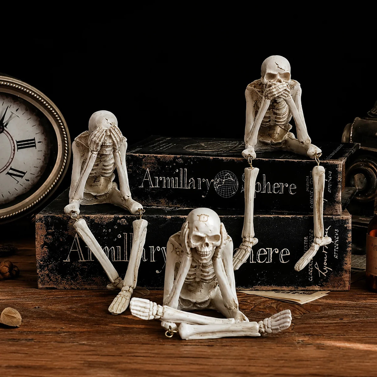 Skeleton Figurine Set Resin Three-Piece Halloween Decor