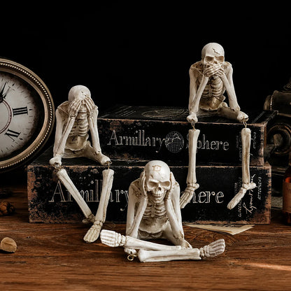 Skeleton Figurine Set Resin Three-Piece Halloween Decor