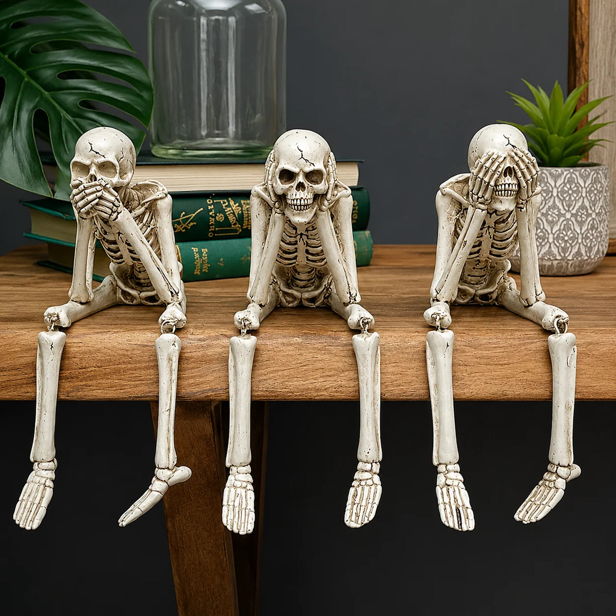 Skeleton Figurine Set Resin Three-Piece Halloween Decor