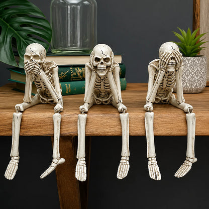 Skeleton Figurine Set Resin Three-Piece Halloween Decor