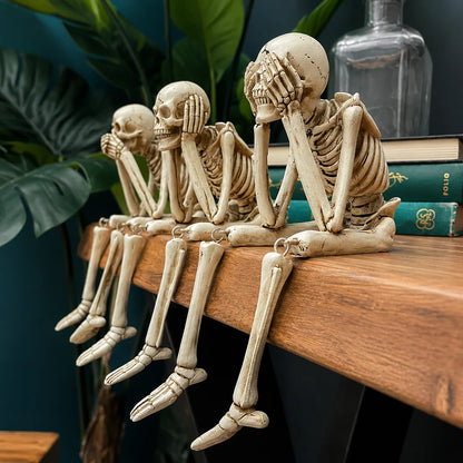 Skeleton Figurine Set Resin Three-Piece Halloween Decor