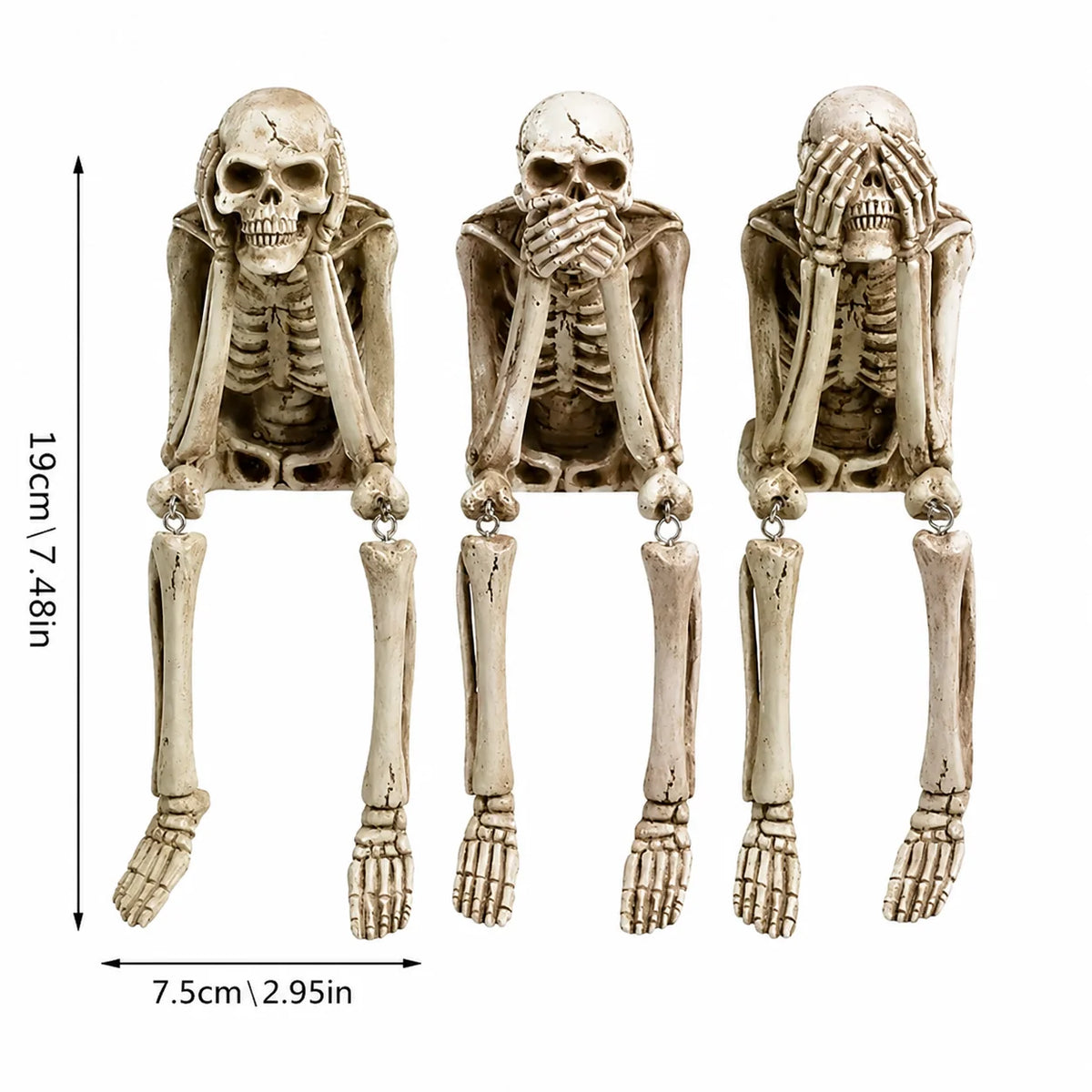 Skeleton Figurine Set Resin Three-Piece Halloween Decor