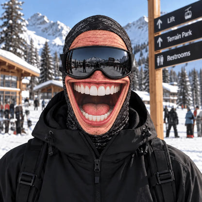 Ski Balaclava Realistic Face Print 4-Way Stretch Knit