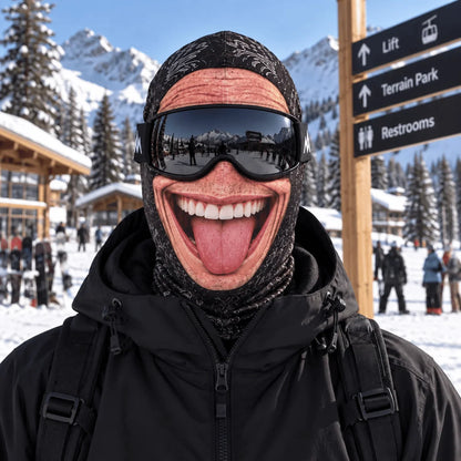 Ski Balaclava Realistic Face Print 4-Way Stretch Knit