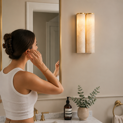 Slim Natural Alabaster LED Wall Sconce