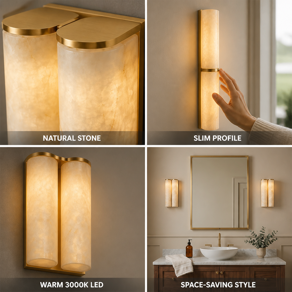 Slim Natural Alabaster LED Wall Sconce