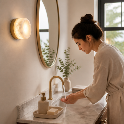 Slim Spanish Alabaster Warm LED Wall Sconce