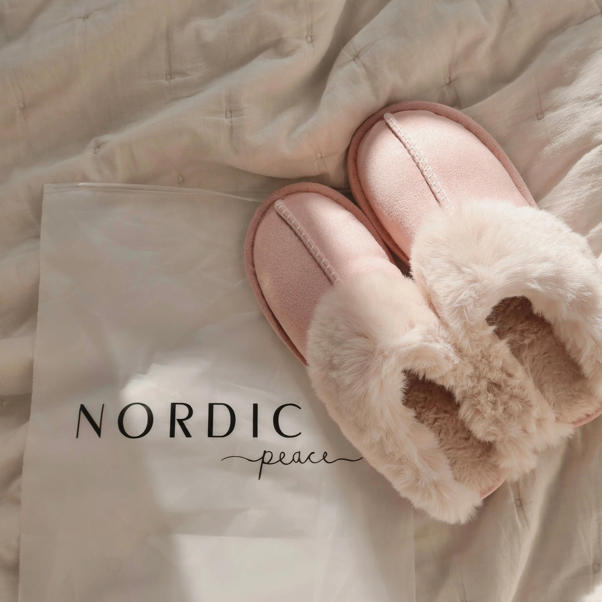 Slippers Faux Fur Upper Rubber Sole Slip-On Design