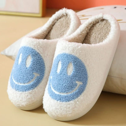 Slippers Faux-Sherpa Lined Silicone Sole Smiley Design