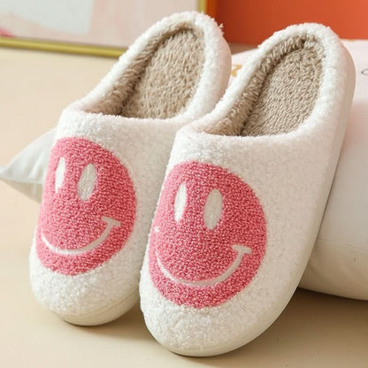 Slippers Faux-Sherpa Lined Silicone Sole Smiley Design