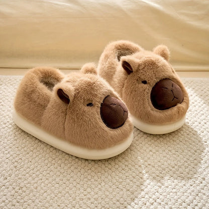 Slippers Plush Capybara Design Non-Slip Sole Cozy Indoor Comfort