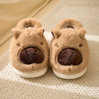 Slippers Plush Capybara Design Non-Slip Sole Cozy Indoor Comfort