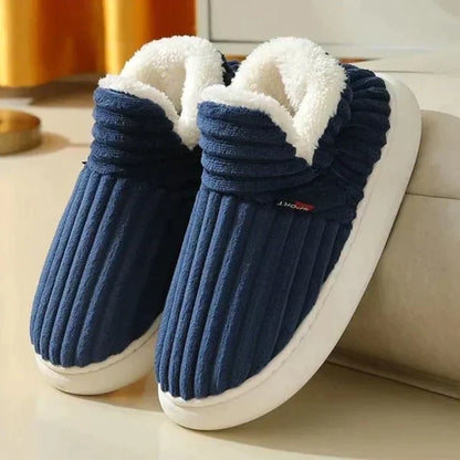 Slippers Plush Lined Non-Slip Rubber Sole Lightweight Slip-On