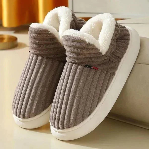 Slippers Plush Lined Non-Slip Rubber Sole Lightweight Slip-On