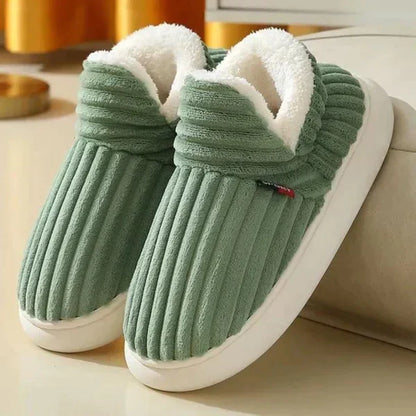 Slippers Plush Lined Non-Slip Rubber Sole Lightweight Slip-On
