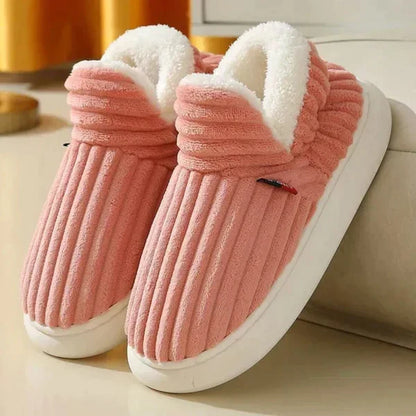 Slippers Plush Lined Non-Slip Rubber Sole Lightweight Slip-On