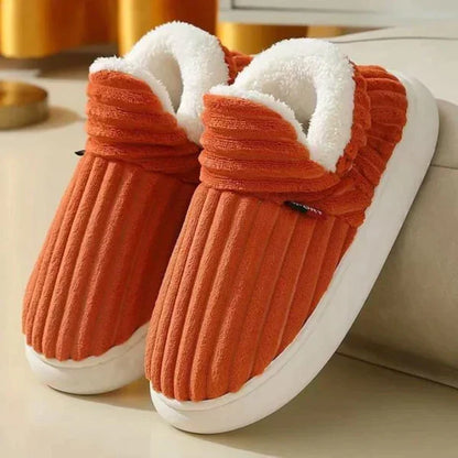 Slippers Plush Lined Non-Slip Rubber Sole Lightweight Slip-On