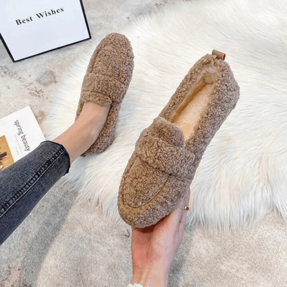 Slippers Plush Lining Non-Slip Rubber Sole Machine Washable