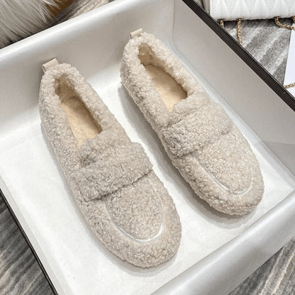 Slippers Plush Lining Non-Slip Rubber Sole Machine Washable